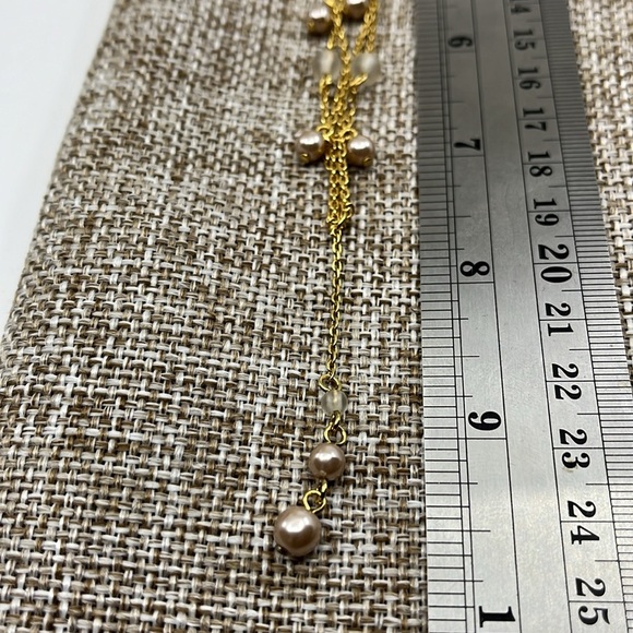 🌟 Elegant Gold-Tone Napier-Inspired Drape Necklace with Pearl Accents - Picture 9 of 14